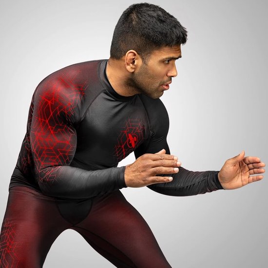 Rashguard à manches longues Geo Hayabusa - Zwart, Rouge - Taille S