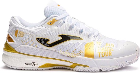 WOMEN'S WHITE AND GOLD JOMA SLAM 22 WORLD PADEL TOUR CLAY TWPTLS2232P PADEL SHOES