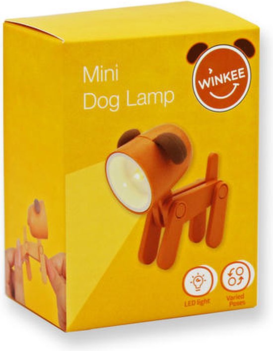 Winkee Mini Hond Lampje - 2 stuks - Wit + Bruin - verstelbare houding van Winkee — afbeelding 3