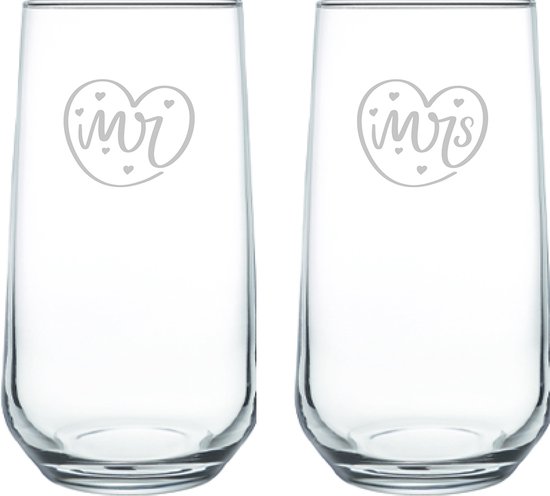 Coffret de verres gravés 47cl Mr. In heart - Mrs. In heart