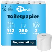 Bol.com BOVÉ - 112 Rollen 3-Laags WC Papier Voordeelverpakking - 250 Vellen per Rol - Extra Zacht Sterk & Absorberend Toiletpapi... aanbieding
