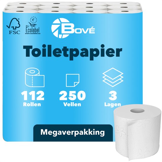 BOVÉ – 112 rollen 3-laags wc papier – 250 vellen per rol