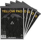 Aurora Yellow Pad - Notitieblok - Recycled - Geel - A5 - 148 mm x 210 mm - 80 g - 80 vel - 5 Stuks