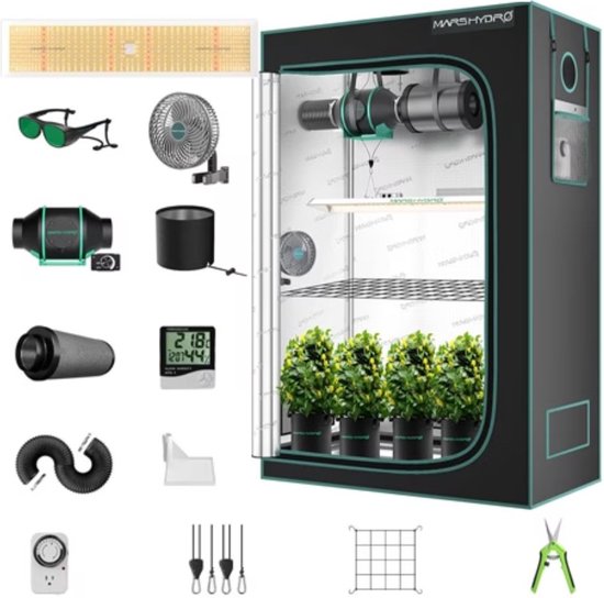 Mars Hydro FC-E1500 Komplettset 150W LED 80x80x160 cm mit Belüftung und Zubehör