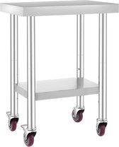 RVS Werktafel - Verrijdbaar - Met Zwenkwielen - 85 cm Hoog - Grijs