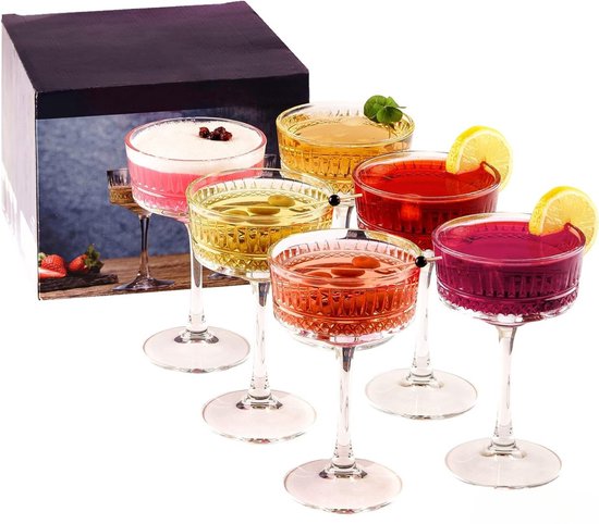 verres à cocktail - verres, set / champagne, verres à martini et à cocktail avec coffret cadeau extra large, verres à gin et prosecco, verres à vin de Noël 6 pièces