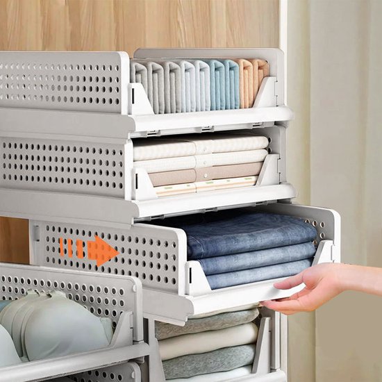 EASEVE Kledingkast organizer en opslag voor kleding - 7 roosters opvouwbare lade verdelers organizer voor jeans | broek | shirts | broek, stapelbare kleding opbergdozen (1 Stuks