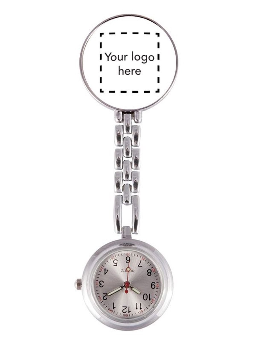 Gepersonaliseerd Verpleegstershorloge Met Logo - Quartz uurwerk - Glow in the Dark Wijzers - Zorgpersoneel - Ziekenhuis - Verpleegster Accessoires - Zusterhorloge met Logo