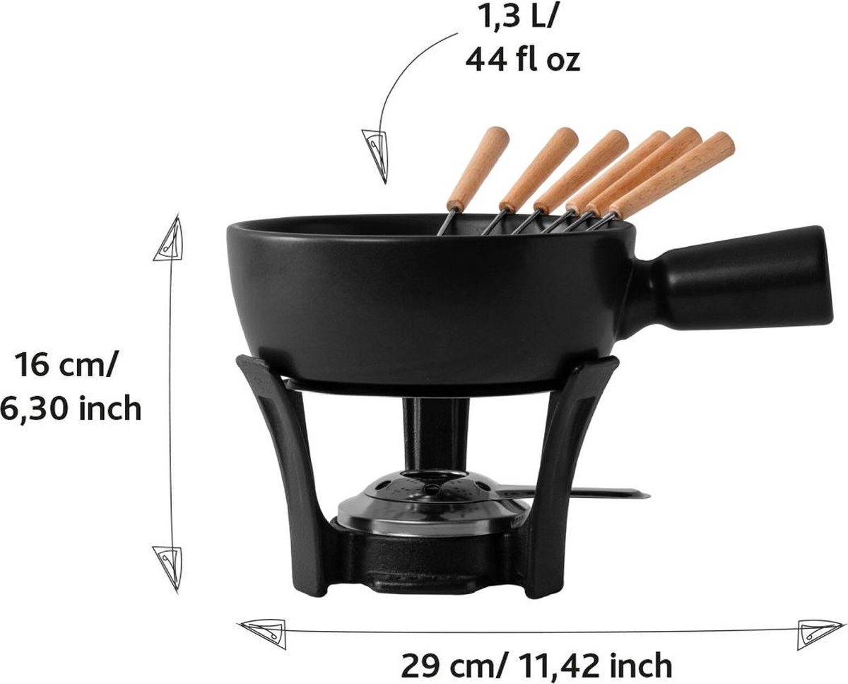 Boska Fondueset Nero - Kaasfondueset - Zwart - 1,3 L - Voor 875 gram Kaasfondue – foto 5