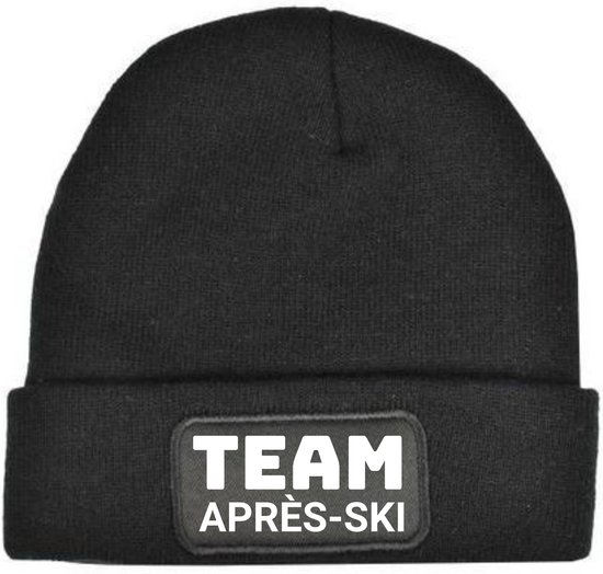 Team Après ski Muts - Zwart - Beanie - Uniseks - Apres ski muts - Ski muts - Grappige teksten - Warme muts - bier - apres ski kleding - onesize