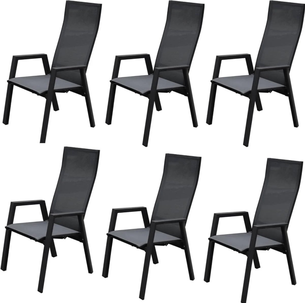 Nancy dining tuinstoel verstelbaar antraciet textileen set van 6