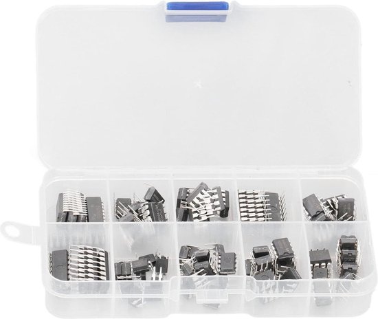 85 Pcs IC Chip Assortment - 10 Types Integrated Circuits With Storage Box
