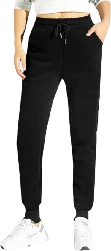 Pantalon De Survêtement Ample Doublé En Polaire Avec Bas Cintré Pour Femme, Couleur Unie, Pantalon De Sport Actif Taille Haute, Ample, Décontracté, Doux, Taille élastique, Confortable, Pantalon De