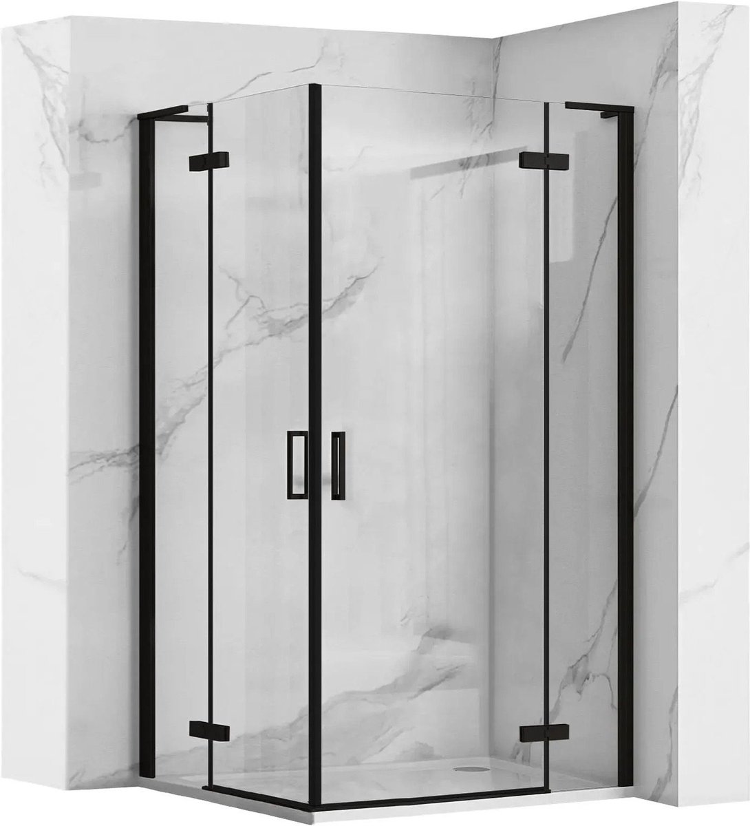 Rea Hugo Double Black 90X100 - 200 cm - Douchecabine - Rechthoek - Zwart