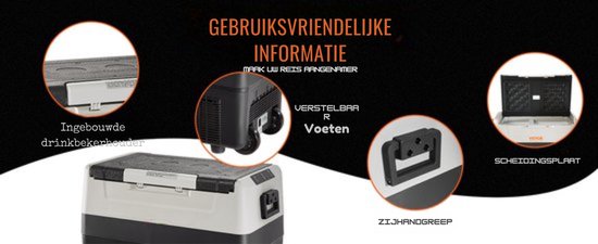Auto Koelbox - Zwart/Grijs - Friggo - Met Display - 35L - Koel- en Vriesfunctie — afbeelding 3