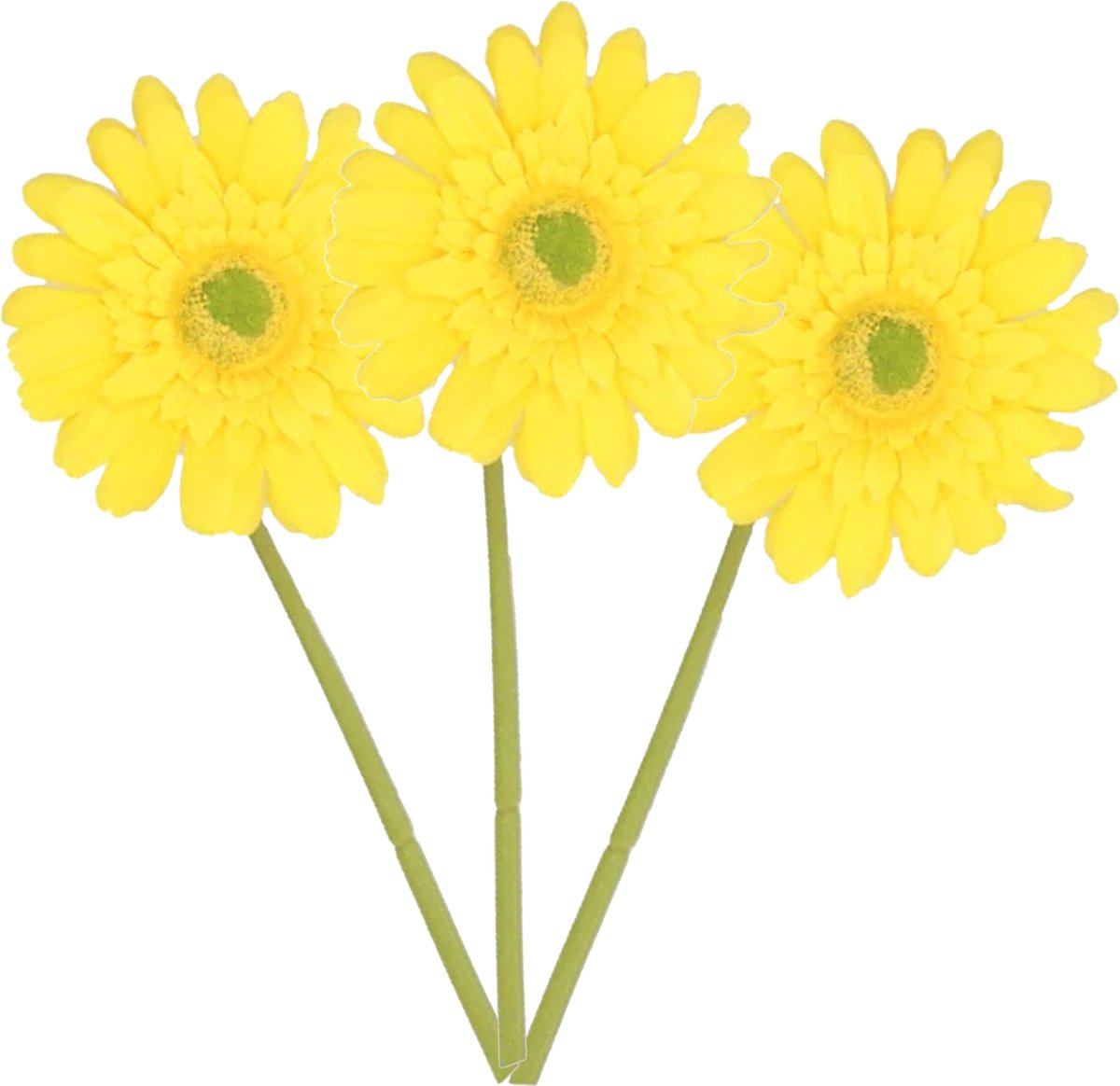 DK design Kunstbloemen boeket Gerbera - 10x - 72cm - geel - Real Touch - kunst zijdebloemen