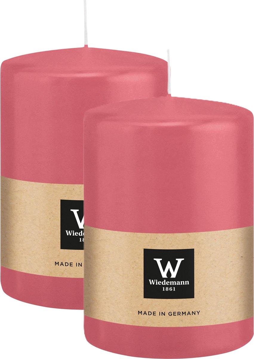 Wiedemann Cilinderkaars/stompkaars groot - 2x - roze - 15 x 10 cm - 113 branduren - zuilkaarsen