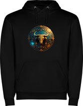 Zwarte unisex hoodie met “ Kleurrijke Sterrenbeeld Stier – Astrologie – Horoscoop – Zodiac Signs “ Print Full Color merk Roly maat L