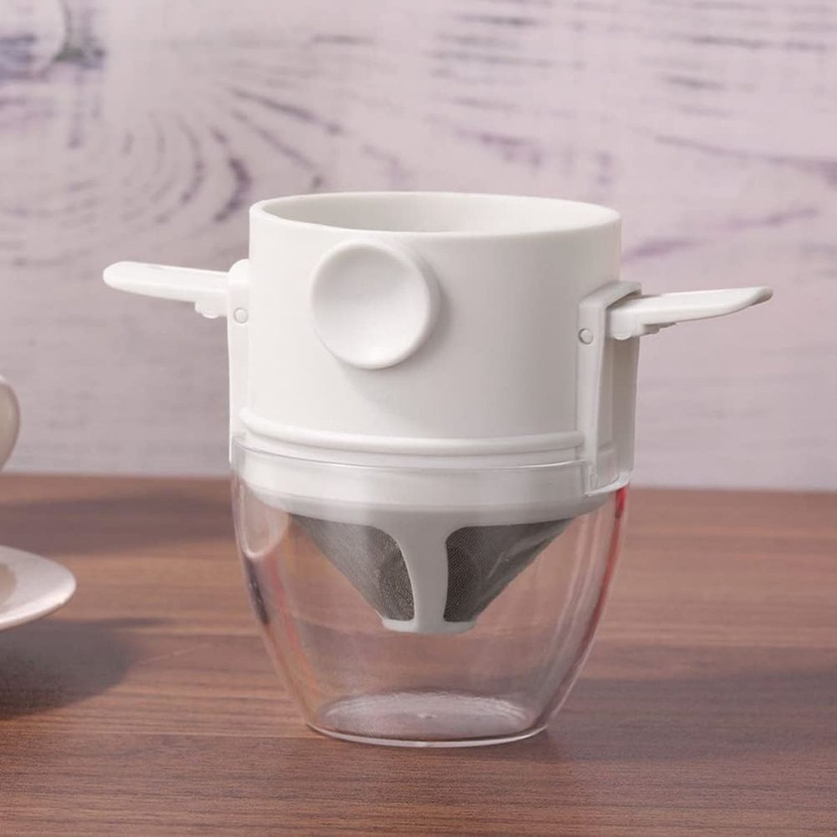 Koffiefilter - Koffiefilterhouder - Rvs Koffiefilter - Herbruikbaar - Koffie Dripper - Papierloos Giet Over Koffiedruppelaar - Voor Handmatige Bereiding Van Permanente Koffie - Met bekerhouder - Voor Thuiskantoor, Reizen, Kamperen - 2 Stuk — cadeau in Kookcadeaus - foto 2
