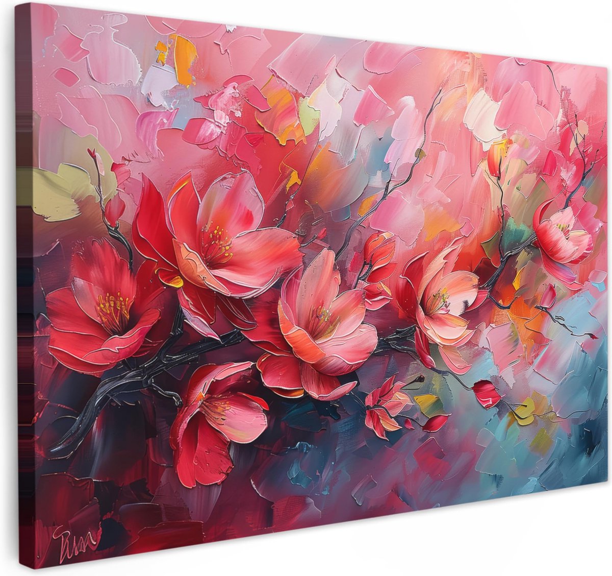 La'Moussawi ® Imposante Canvas Wanddecoratie met Bloemenmotief voor Elke Ruimte in Huis