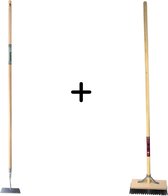 Synx Tools Houe droite 20cm Avec manche 160 cm et Balai en fil d'acier Avec manche 150cm - Balai d'extérieur - Râteau