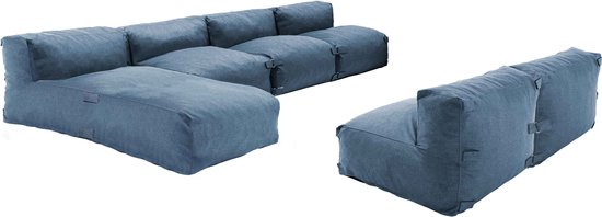 Salon de jardin modulable avec 2 méridiennes bleu pacific Mixi - Oviala