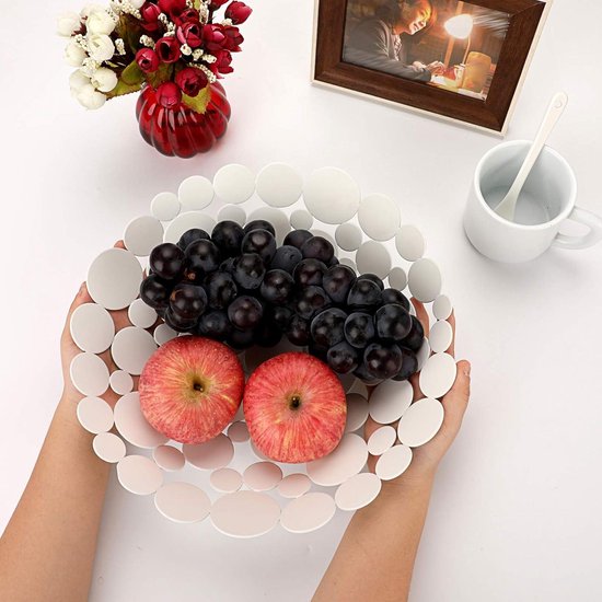 SUMNACON Aanrecht fruithoudermand metalen fruitopslagkom keuken en eettafel fruitdisplaymand kom brood groente opslag standaard houder, wit
