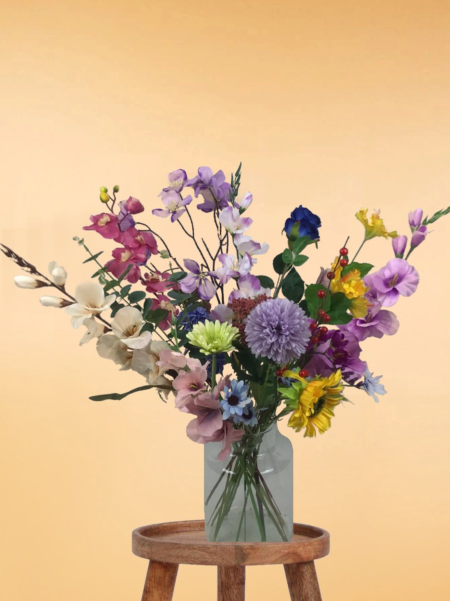 The Bloomistic® – Zijden Boeket – 70-80 cm hoog – Kunstbloemen – 19 stelen – voor haar – nepbloemen – housewarming cadeau – decoratie – decoratie woonkamer