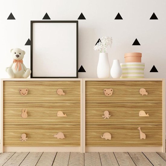 PLT 4 stuks dierlijke handgrepen voor kindermeubels van onbehandeld walnoothout in walwalnootmotief, knop, knop voor commode, kast, lade, deur, kinderkamer, cadeau (4, walvis