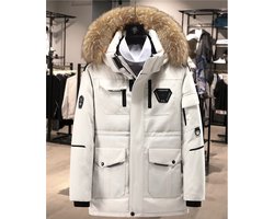 Beige winterdonsjas - warme dikke jas - koudebestendig