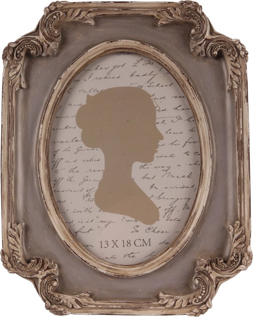 Baroque - Fotolijst - Fotolijst 13x18 cm - Grijs - Resin - Staand - 25x19x3 - Polyresin