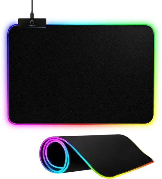 Gaming Muismat - met RGB LED Verlichting - 32x27cm - Anti-Slip