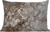 Coussins d'extérieur - Jardin - Fleurs - Wit - Or - Beige - Luxe - 50 x 30 cm