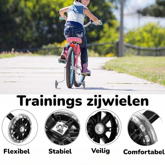 Dutchers.® Zijwieltjes Kinderfiets - Glow in the dark - Trainingswielen - 12, 14, 16, 18, 20 inch - Steunwielen - incl. Gereedschap & Fietsbel van Dutchers® — afbeelding 2
