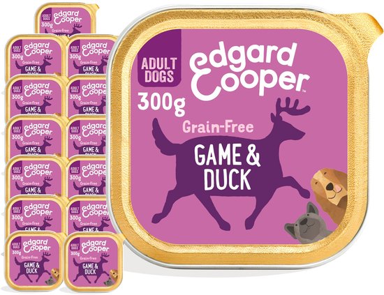 Edgard & Cooper Kuipje Game Duck Adult - Hondenvoer - 18 x Wild Eend Veenbes 300 g Graanvrij