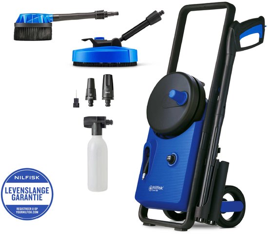 Nilfisk Core 150 PowerControl PA – Hogedrukreiniger met 150 bar druk, PowerControl-functie, terrasreiniger, roterende borstel, schuimsproeier en levenslange garantie