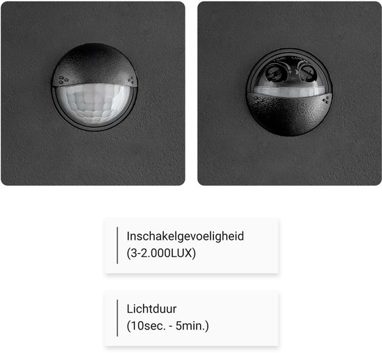 SEBSON LED Buitenlamp Met Bewegingssensor, Wandlamp Antraciet IP65 15W 1000lm Koud Wit 5800k Verlichting Sensor 9m 140 Buitenverlichting 230v 664664447