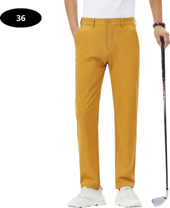Pantalon de golf Livano pour homme - Vêtements de golf - Accessoires de vêtements pour bébé de Golf - Pantalon élégant - Oranje Jaune XL - Taille 52