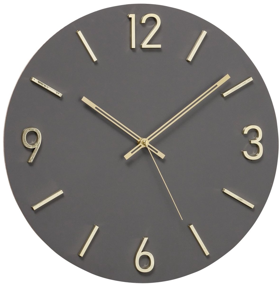 Klok - Wandklok - Ø 40cm - MDF - Modern - Goud - Grijs