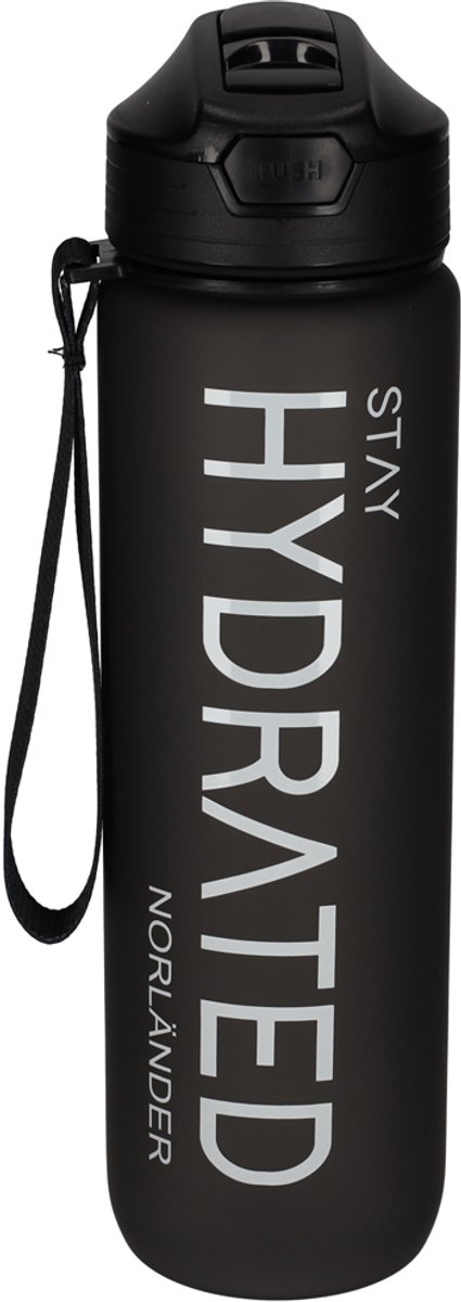 NORLÄNDER - Waterfles - Hydrated - Zwart - 1L