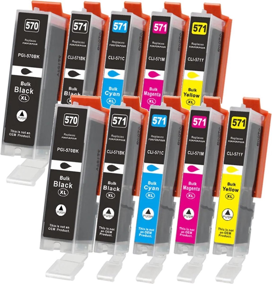 MediaHolland - Huismerk Inkt Cartridges geschikt voor Canon CLI571-PGI570 Printers - Set van 10 Stuks - 5 Kleuren - Geschikt voor Canon Inktpatronen, Cartridge