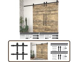 vidaXL Hardwareset Schuifdeuren - 200 cm - Zwart Staal Schuifdeur Hardware - Schuifdeur Systeem - Schuifdeur Rail - Schuifdeur Montage - Wandmontage