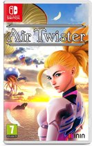 Air Twister Nintendo Switch gamehoes met een blonde vrouw in een paars-wit pak, met gigantische paddenstoelen en kwallen.