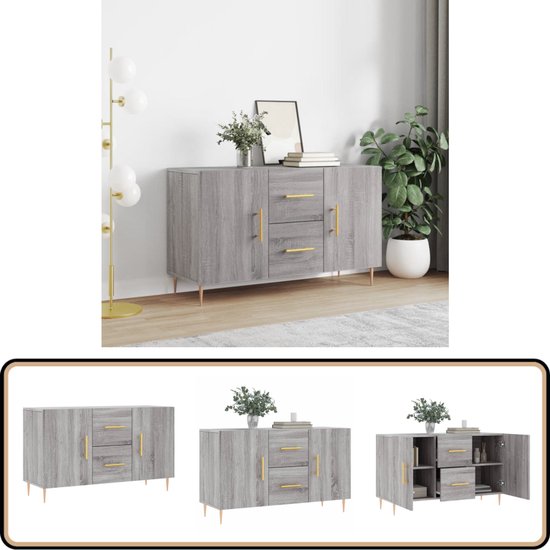 Dressoirs 2 st 60x30x70 cm bewerkt hout grijs sonoma eiken