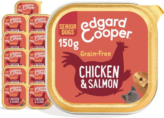 Edgard & Cooper Kuipje Honden Natvoer Senior Hondenvoer Kip - Zalm - 11 x 150 gr - Voordeelverpakking