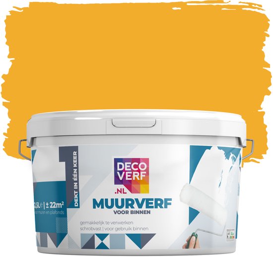 Decoverf muurverf mat, Okergeel