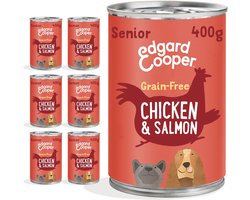 6x Edgard & Cooper Blik Honden Natvoer Senior Hondenvoer Kip - Zalm 400 gr
