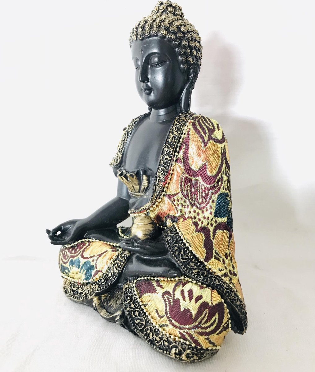sensor amplitude Tomaat Zen Boeddha met gekleurd stof kleding 16x20x8cm Kleur: Gekleurde stof, zeer  donker... | bol.com