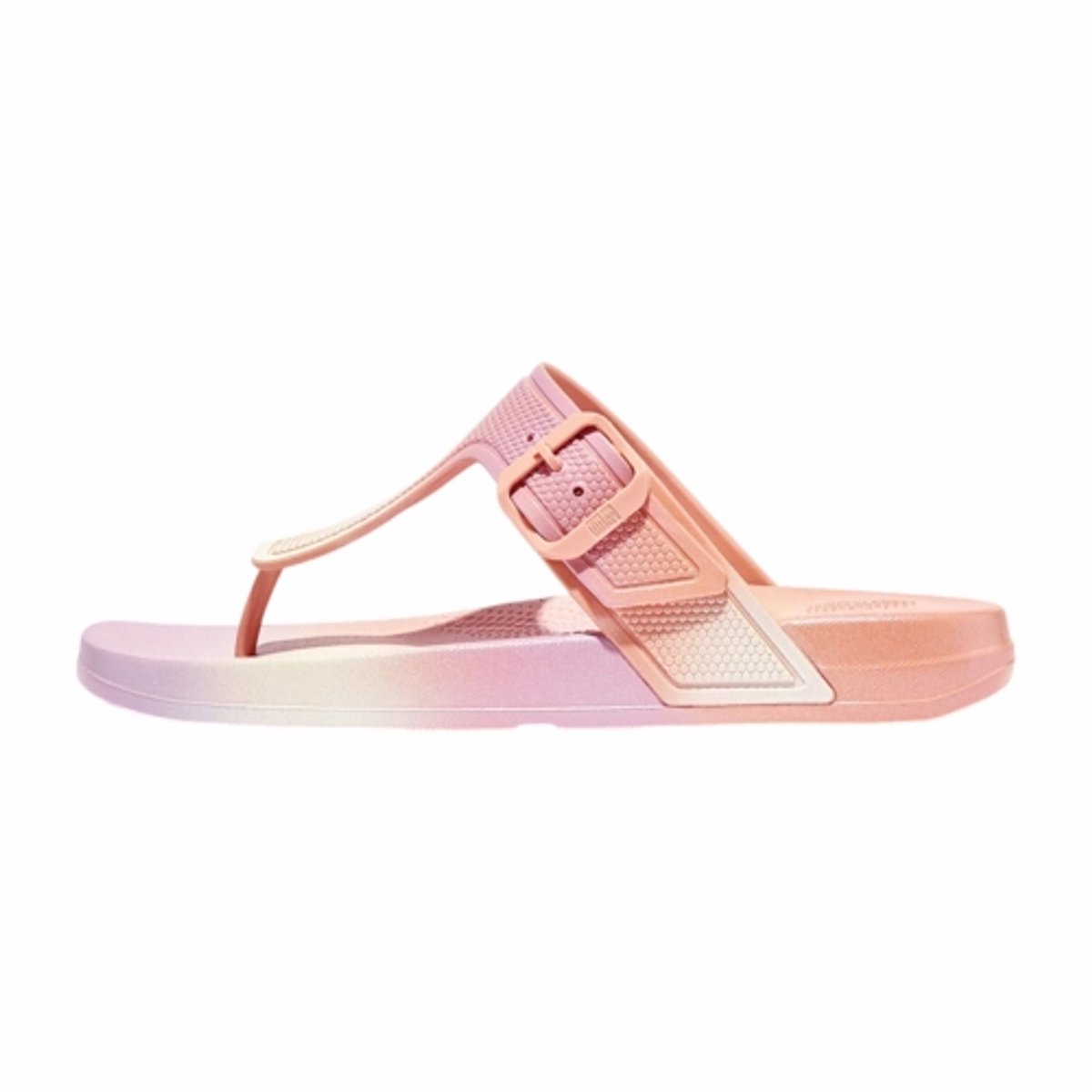 FitFlop Women iQushion Iridescent Adjustable Buckle Flip-Flops Urban White Iridescent