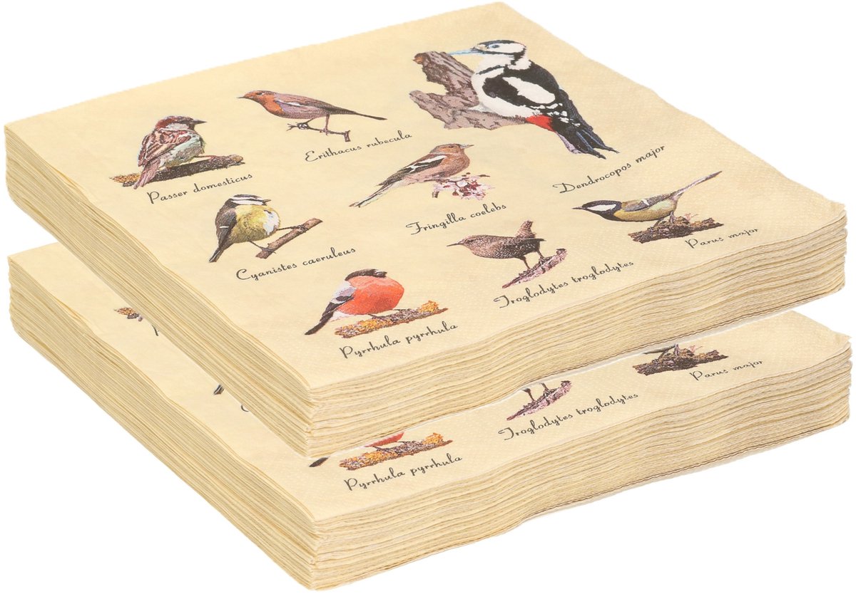 Servetten met vogels print - 40x - papier - 33 x 33 cm - tuinvogels - 3 laags